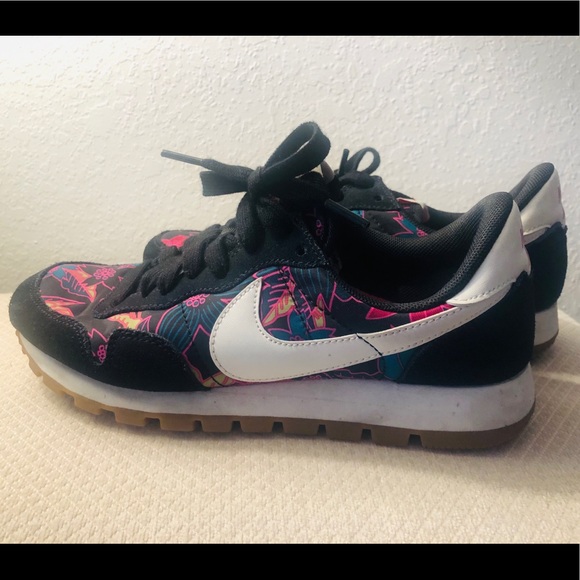 black nikes with flowers